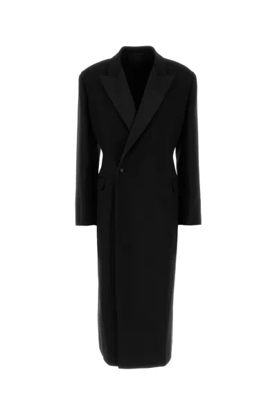 Carven Black Wool Coat In Multi