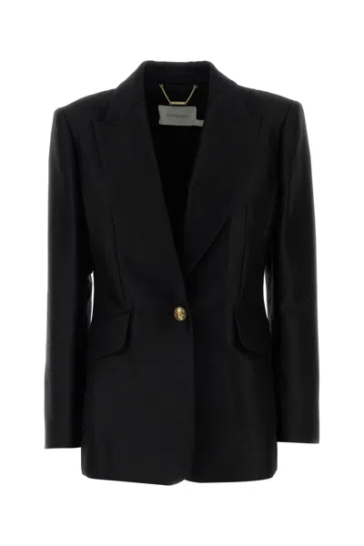 Zimmermann Hypnotic Wool-silk Blend Tailored Jacket In Black