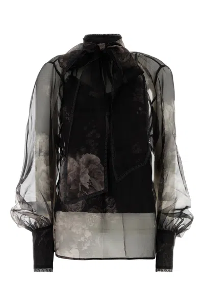 Zimmermann Blusa Hypnotic In Organza Stampata Donna In Black