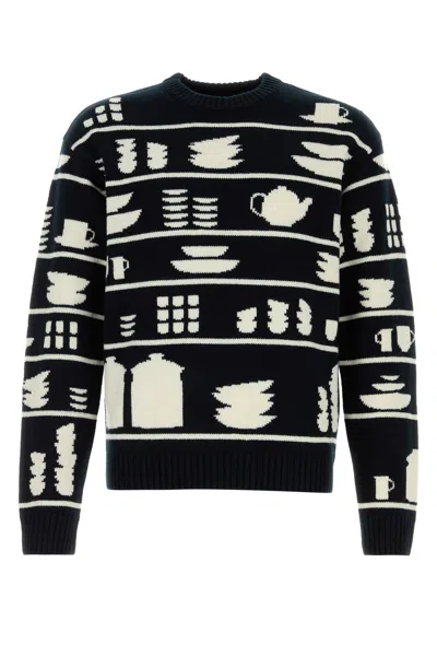 Jw Anderson Embroidered Wool Sweater In Blue
