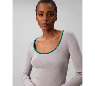 Calvin Klein Jeans Est.1978 Ribbed Trim Top In Gray
