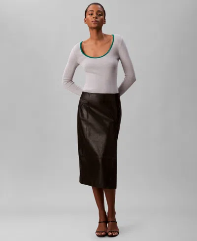 Calvin Klein Jeans Est.1978 Ribbed Trim Top In Gray