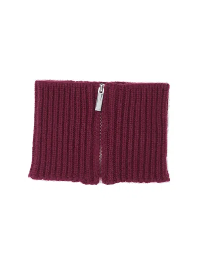 Sa Su Phi Textured Ribbed Scarf For All Seasons In Burgundy