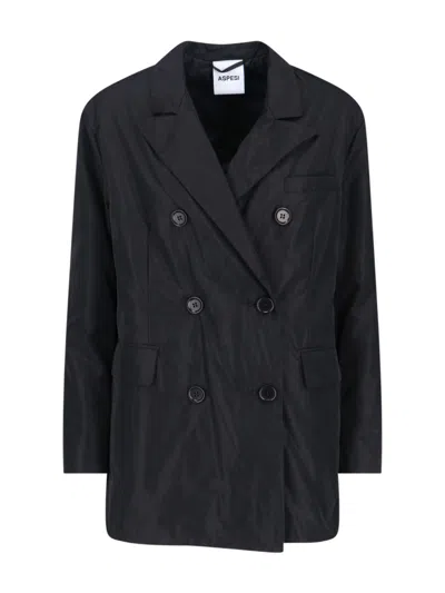 Aspesi Blazer In Denim Di Cotone - Denim In Black