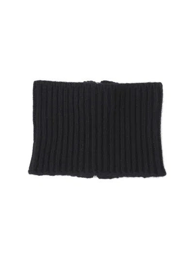 Sa Su Phi Ribbed Knit Scarf With Central Silver Zipper In Blue