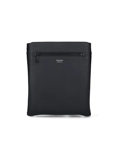 Ferragamo Logo Shoulder Bag In Black