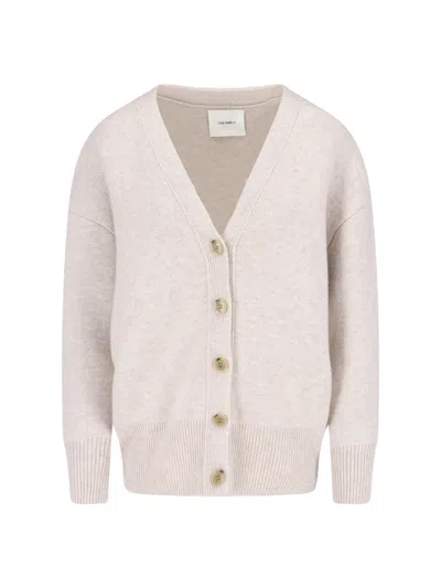 Lisa Yang Soft Beige Knit Cardigan With V-neckline And Button Closure In Neutral