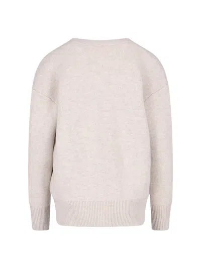 Lisa Yang Soft Beige Knit Cardigan With V-neckline And Button Closure In Neutral