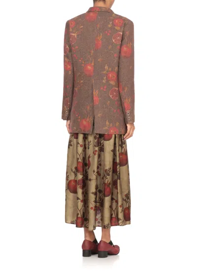 Uma Wang Contrasting Pattern Wool Blend Blazer In Brown