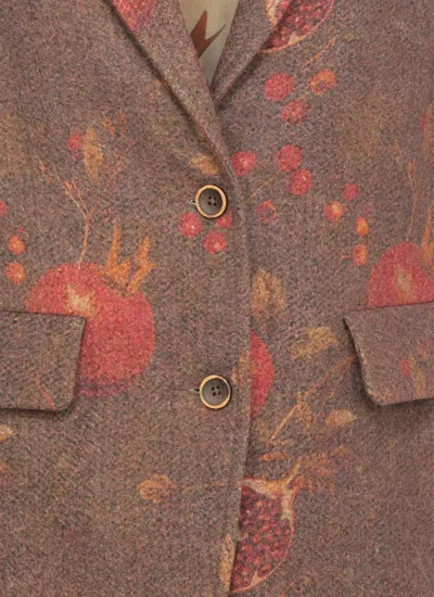 Uma Wang Contrasting Pattern Wool Blend Blazer In Brown