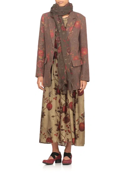 Uma Wang Contrasting Pattern Wool Blend Blazer In Brown