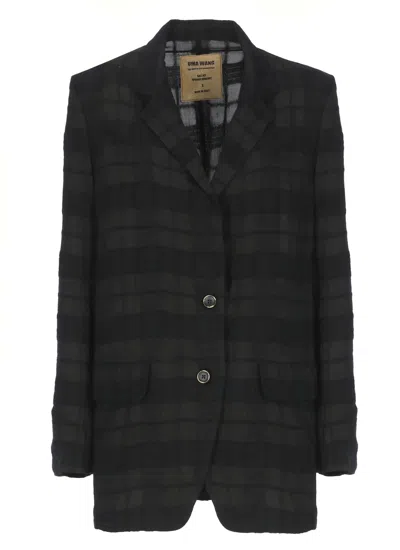 Uma Wang Long Blazer With Notched Lapels And Pockets In Black