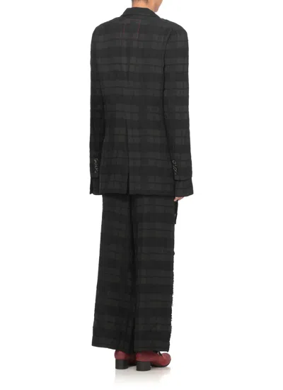 Uma Wang Long Blazer With Notched Lapels And Pockets In Black