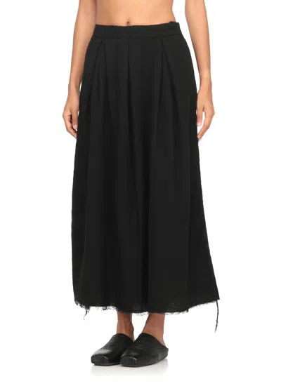 Uma Wang Midi-length Flared Skirt With Hook And Button Closure In Black