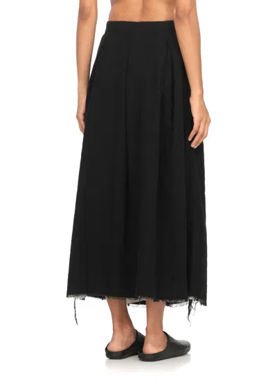 Uma Wang Midi-length Flared Skirt With Hook And Button Closure In Black