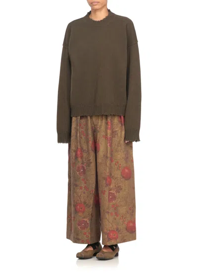 Uma Wang Green Cashmere Sweater With Distressed Details In Green