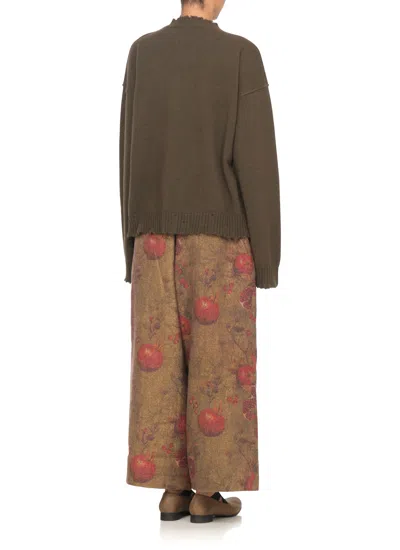 Uma Wang Green Cashmere Sweater With Distressed Details In Green