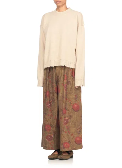 Uma Wang Beige Cashmere Sweater With Ribbed Detailing In Neutral