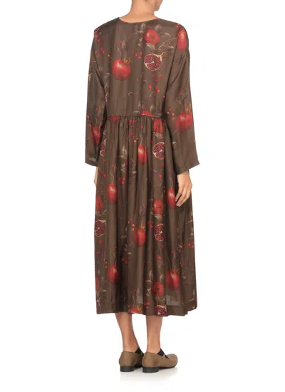 Uma Wang Crewneck Long Sleeves Fruit Print Dress In Multi