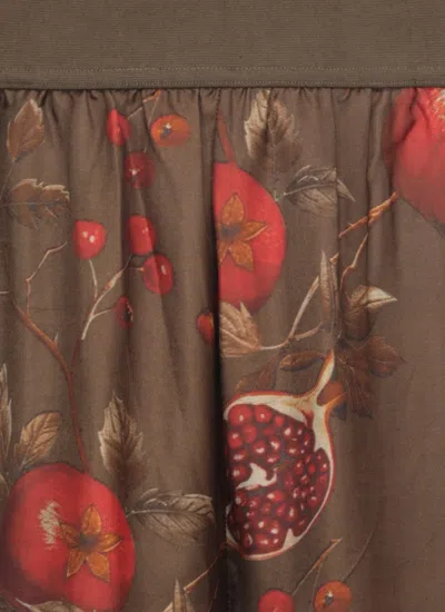 Uma Wang Wide-leg Pansy Pants With Contrasting Pomegranate Design In Brown