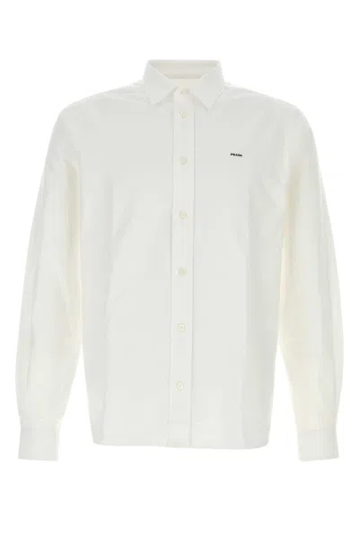 Prada Oxford Shirt Long Sleeves Button Down Collar In White