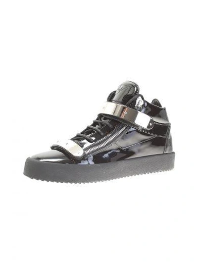 Shop Giuseppe Zanotti Black Patent Leather Sneakers