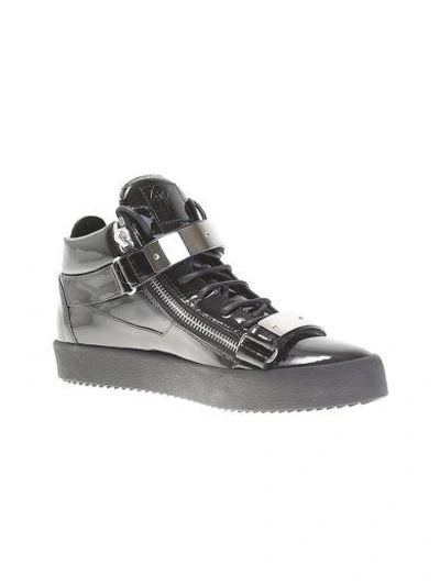 Shop Giuseppe Zanotti Black Patent Leather Sneakers