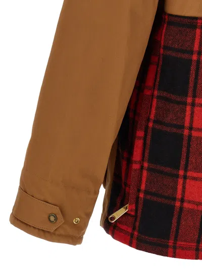 Junya Watanabe Cotton Canvas Jacket With Wool Back Insert And Corduroy Collar In Brown