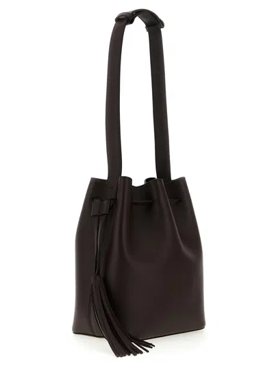 Valentino Borsa A Secchiello Vlogo Signature In Pelle Cioccolato  Donna In Brown