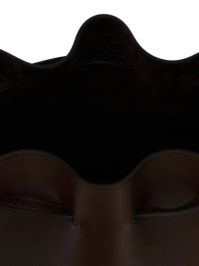 Valentino Borsa A Secchiello Vlogo Signature In Pelle Cioccolato  Donna In Brown