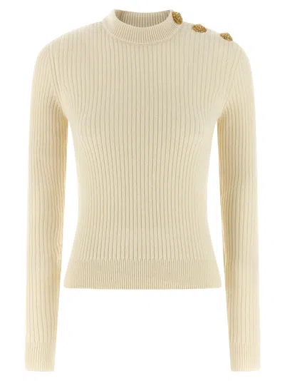 Balmain Ribbed Sweater Sweaters And Cardigans White In Neutral