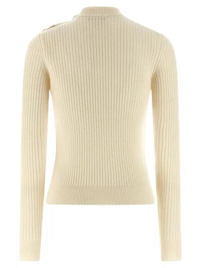 Balmain Ribbed Sweater Sweaters And Cardigans White In Neutral