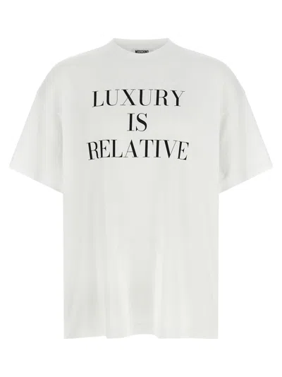 Moschino Graphic Print Relaxed Fit Short Sleeve Top In White