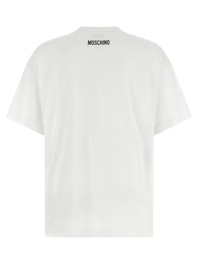 Moschino Graphic Print Relaxed Fit Short Sleeve Top In White