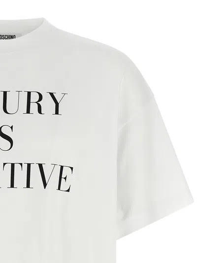 Moschino Graphic Print Relaxed Fit Short Sleeve Top In White