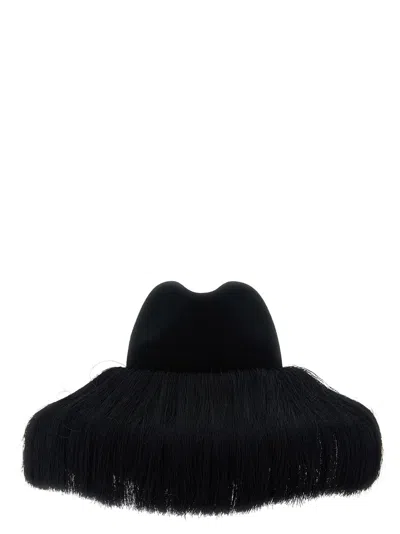 Comme Des Garçons Hizume Collaboration Wide Brim Hat In Black