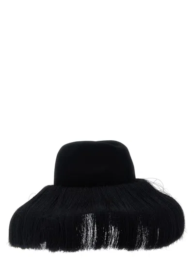 Comme Des Garçons Hizume Collaboration Wide Brim Hat In Black