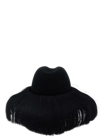 Comme Des Garçons Hizume Collaboration Wide Brim Hat In Black