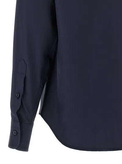 Brioni Long-sleeved Curved Hem Shirt In Blue
