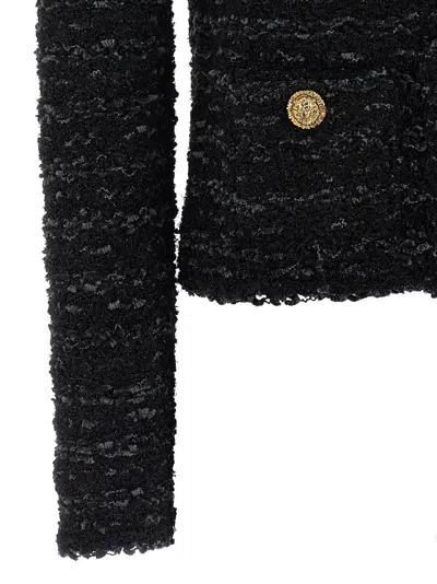 Balmain Buttoned Tweed Jacket In Black