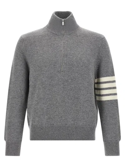 Thom Browne 4bar Half Zip Sweater Sweaters And Cardigans Gray In Gray