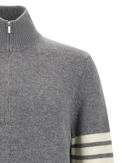 Thom Browne 4bar Half Zip Sweater Sweaters And Cardigans Gray In Gray