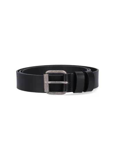 Aspesi Leather Belt In Black
