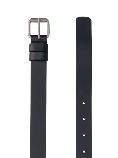 Aspesi Leather Belt In Black