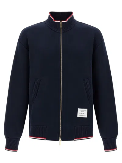 Thom Browne Cotton Zip Hoodie And Pockets In Blue