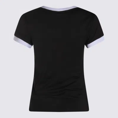 Ganni Graphic Print Crew Neck Short Sleeve Top In Black