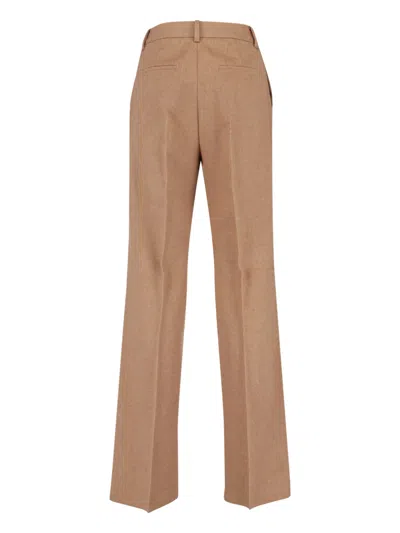 Max Mara Straight Trousers Featuring Pleated Front And Belt Loops In Brown