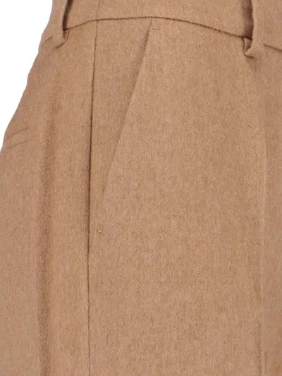 Max Mara Straight Trousers Featuring Pleated Front And Belt Loops In Brown
