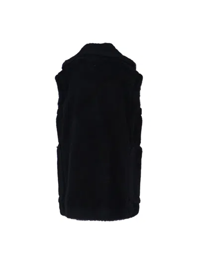 Max Mara Sleeveless Teddy Jacket In Alpaca And Wool Jackets And Coats Black In Brown