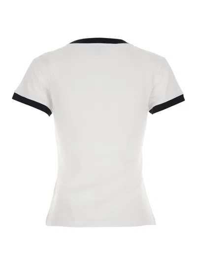 Ganni Women White Crewneck T-shirt With Maxi Logo On The Front In Cotton Jersey Woman In White